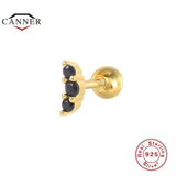 Zircon Stone Stud Earrings 925 Sterling Silver Cartilage Pierced Earring