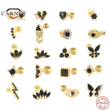 Zircon Stone Stud Earrings 925 Sterling Silver Cartilage Pierced Earring