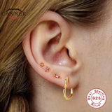Colorful Zircon 925 Silver Flower Stud Earrings for Women