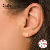 Colorful Zircon 925 Silver Flower Stud Earrings for Women