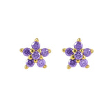Colorful Zircon 925 Silver Flower Stud Earrings for Women