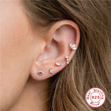 Crystal Eye Cross Insect Earrings 925 Sterling Silver Piercing Stud Earrings