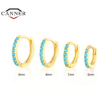 925 Silver Colorful Hoop Earrings for Women Piercing Round Earrings
