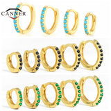 925 Silver Colorful Hoop Earrings for Women Piercing Round Earrings