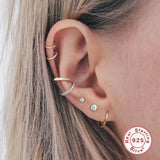 Green Zircon Cartilage Earring 925 Silver Studs