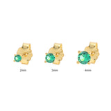 Green Zircon Cartilage Earring 925 Silver Studs