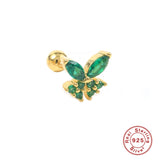 Green Zircon Cartilage Earring 925 Silver Studs