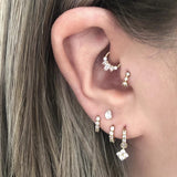 Green Zircon Cartilage Earring 925 Silver Studs