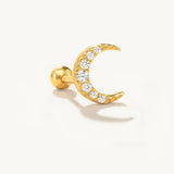 925 Silver Moon Eye Crown Ear Stud Earrings for Women