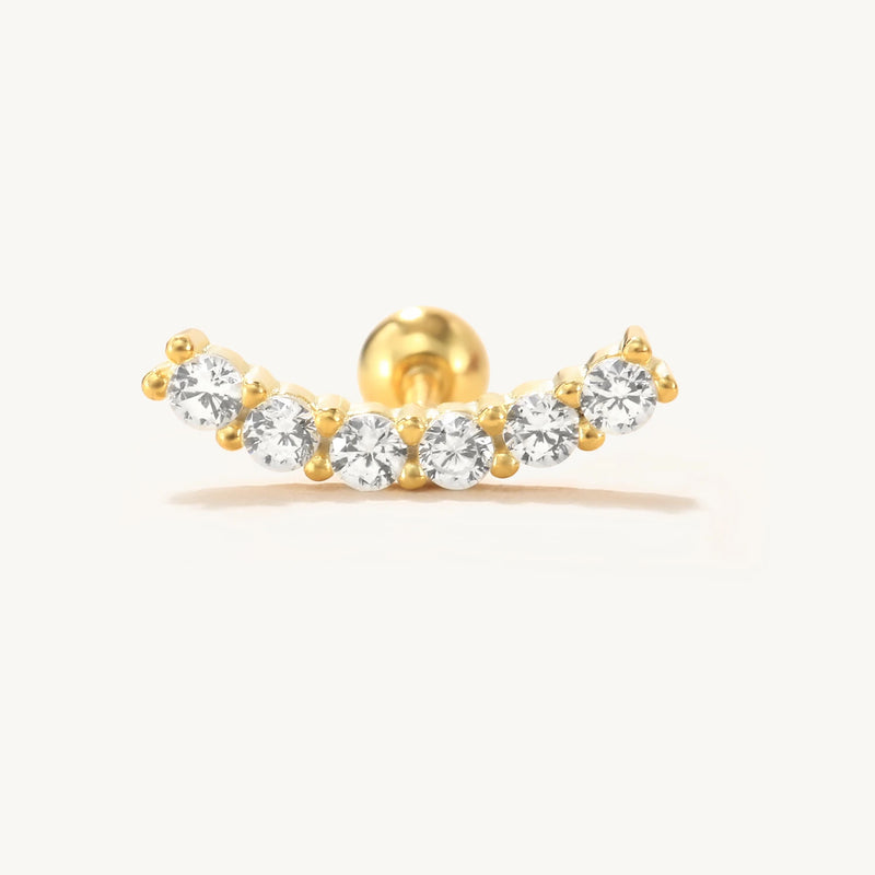 925 Silver Moon Eye Crown Ear Stud Earrings for Women