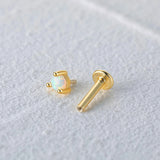 Opal 925 Silver Cartilage Flat Back Stud Earrings Women Jewelry