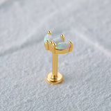Opal 925 Silver Cartilage Flat Back Stud Earrings Women Jewelry