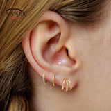 925 Silver Snake Huggie Earrings Zircon Circle Jewelry