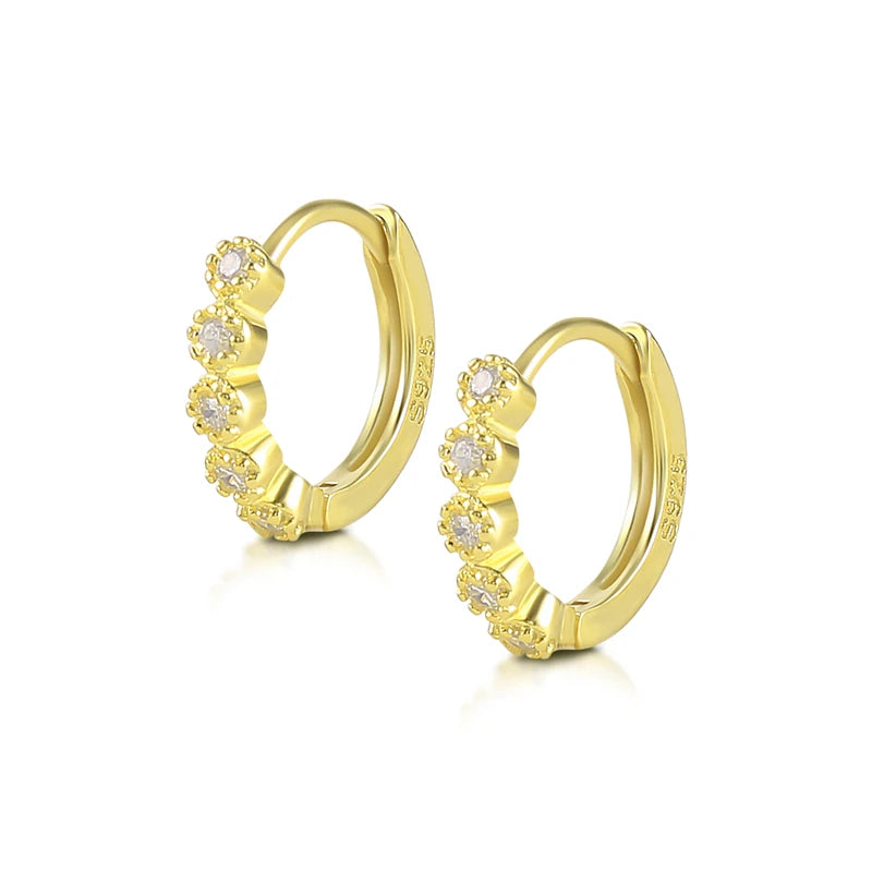 925 Silver Snake Huggie Earrings Zircon Circle Jewelry