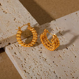 Stainless Steel Hoop Earrings 18K-Plated PVD Charm Women