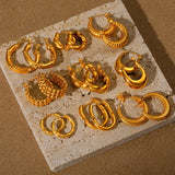 Stainless Steel Hoop Earrings 18K-Plated PVD Charm Women