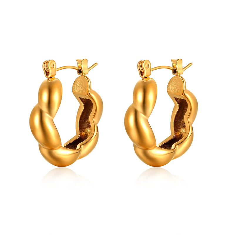 Stainless Steel Hoop Earrings 18K-Plated PVD Charm Women