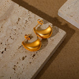 Stainless Steel Hoop Earrings 18K-Plated PVD Charm Women
