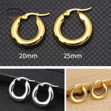Smooth Ear Buckle Thick Hoops Earrings for Women 20/25/30mm