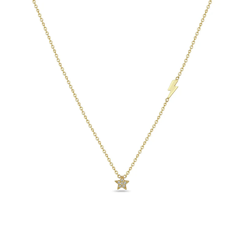Star Lightning 925 Sterling Silver Necklace Women Initial Pendente Long Chain