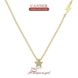 Star Lightning 925 Sterling Silver Necklace Women Initial Pendente Long Chain