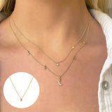 Star Lightning 925 Sterling Silver Necklace Women Initial Pendente Long Chain
