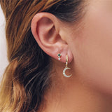 Star Moon Zircon Opal 925 Silver Drop Earrings