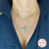 Sterling Silver Star Moon Pendant Necklace for Women
