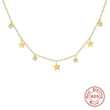 Sterling Silver Star Moon Pendant Necklace for Women