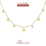 Sterling Silver Star Moon Pendant Necklace for Women
