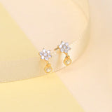 925 Silver Rhinestone Piercing Earring Set