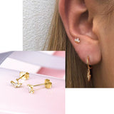 925 Silver Rhinestone Piercing Earring Set