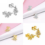 925 Silver Rhinestone Piercing Earring Set