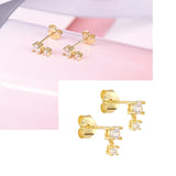 925 Silver Rhinestone Piercing Earring Set