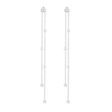 925 Silver Tassel Chain Drop Earrings Unusual 18K Christmas Jewelry