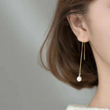 Tassel Pearls Sterling Silver Women Earrings Drop Wedding Party Jewelry