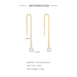 Tassel Pearls Sterling Silver Women Earrings Drop Wedding Party Jewelry