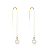 Tassel Pearls Sterling Silver Women Earrings Drop Wedding Party Jewelry