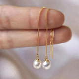 Tassel Pearls Sterling Silver Women Earrings Drop Wedding Party Jewelry