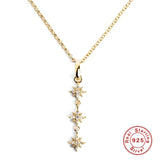 925 Silver Tassel Three Stars Pendant Necklace Women