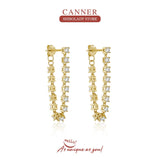 Zircon 925 Sterling Silver Earrings for Women Drop Hip-hop Party Fine Jewelry