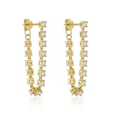 Zircon 925 Sterling Silver Earrings for Women Drop Hip-hop Party Fine Jewelry