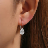Teardrop Zircon Hook Earrings S925 Sterling Silver Piercing Not Allergenic