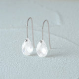 Teardrop Zircon Hook Earrings S925 Sterling Silver Piercing Not Allergenic