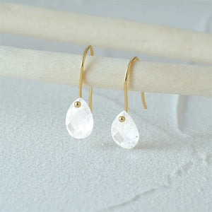 Teardrop Zircon Hook Earrings S925 Sterling Silver Piercing Not Allergenic