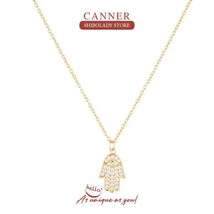 Hand Of Evil 925 Silver Necklace Choker Chain Pendant 18K Bijoux Collar