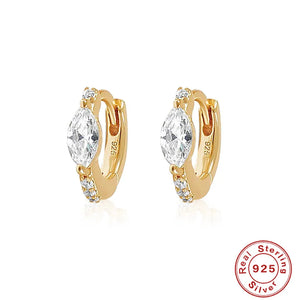 925 Silver Clear Zircon Earrings for Women Statement Jewelry