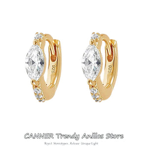 925 Silver Clear Zircon Earrings for Women Statement Jewelry