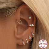 925 Silver Clear Zircon Earrings for Women Statement Jewelry
