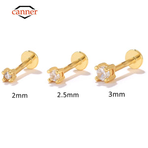 925 Sterling Silver Zircon Stud Earrings for Women Girls
